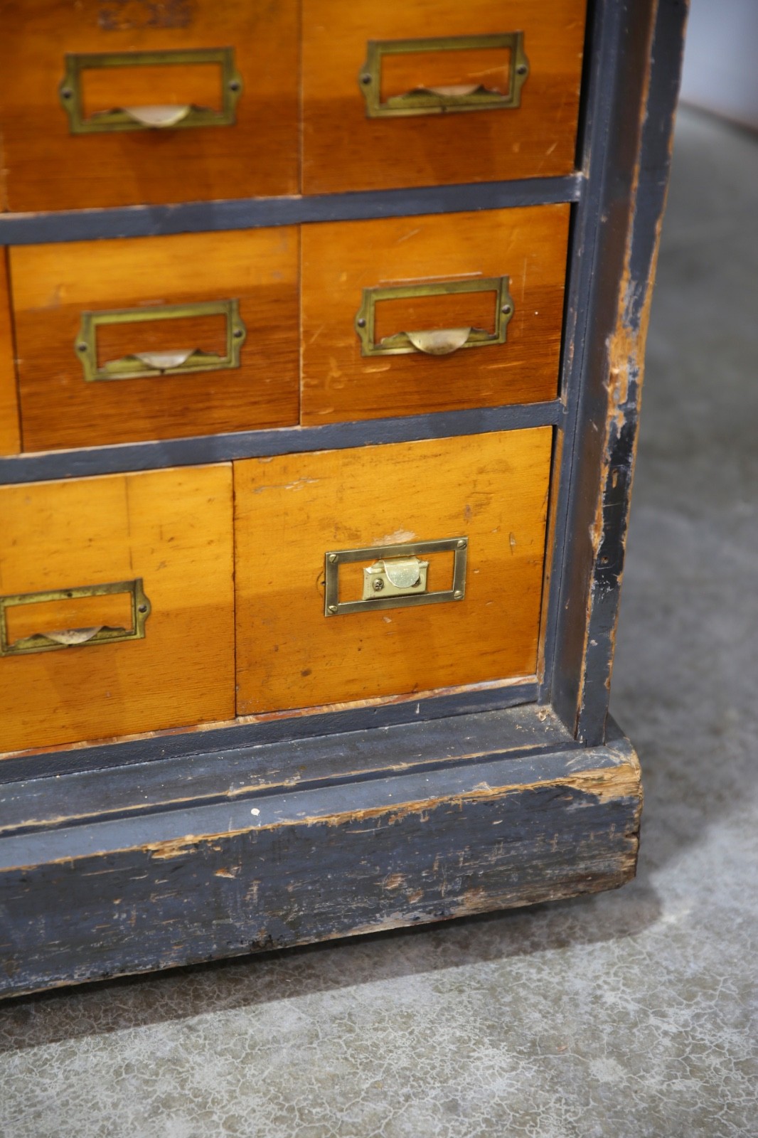 Antique Card Catalog Wood Apothecary Cabinet industrial vintage drawer cubby