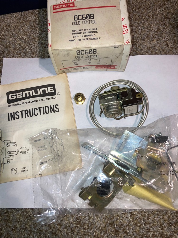 NEW GEMLINE GC608 COLD CONTROL SWITCH 31" CAPILLARY, NOS