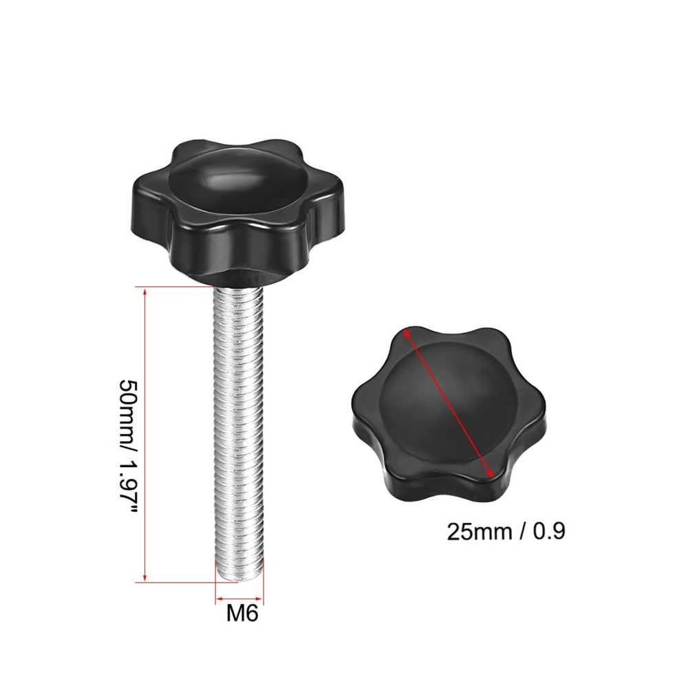 locking plum knob hexagonal shape star knob M6×50mm thread 10pcs