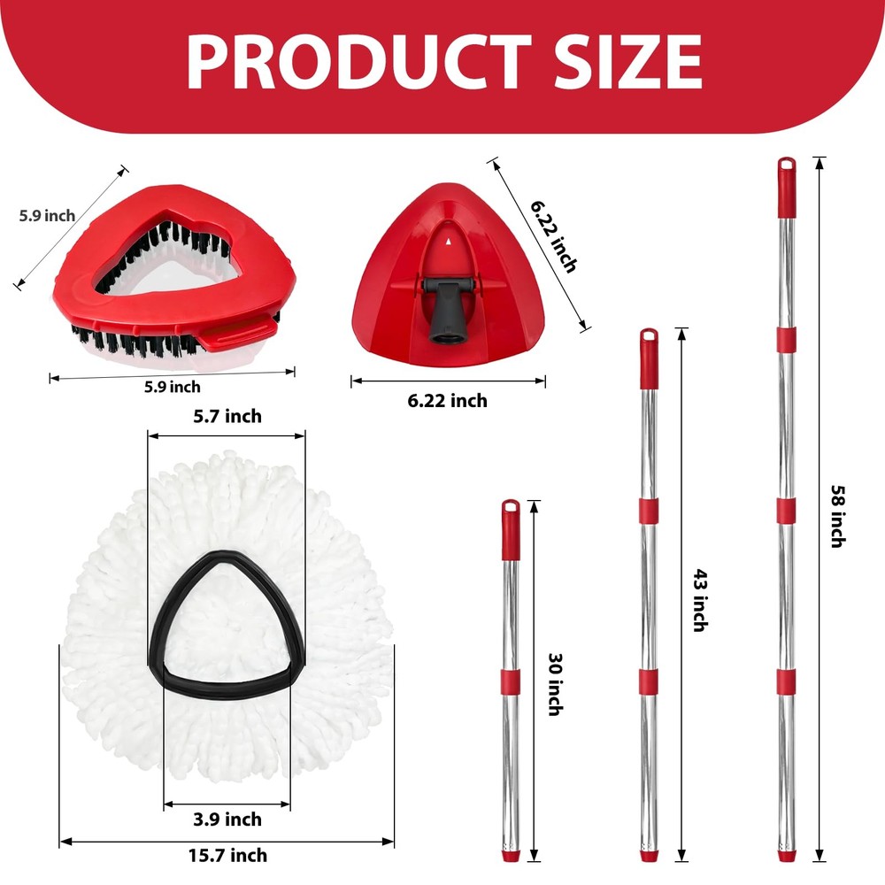 Spin Mop Replacement Set for O-Ceda EasyWring 1-Tank System, Includes 2 Mop H...