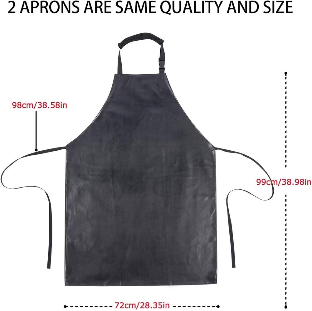 Homsolver 2 Pack Waterproof Rubber Vinyl Apron Black Aprons Without Pockets