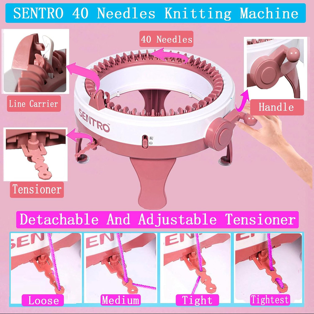 SENTRO 40 Needles Knitting Machine, Smart Automatic Knitting Machine for Adults