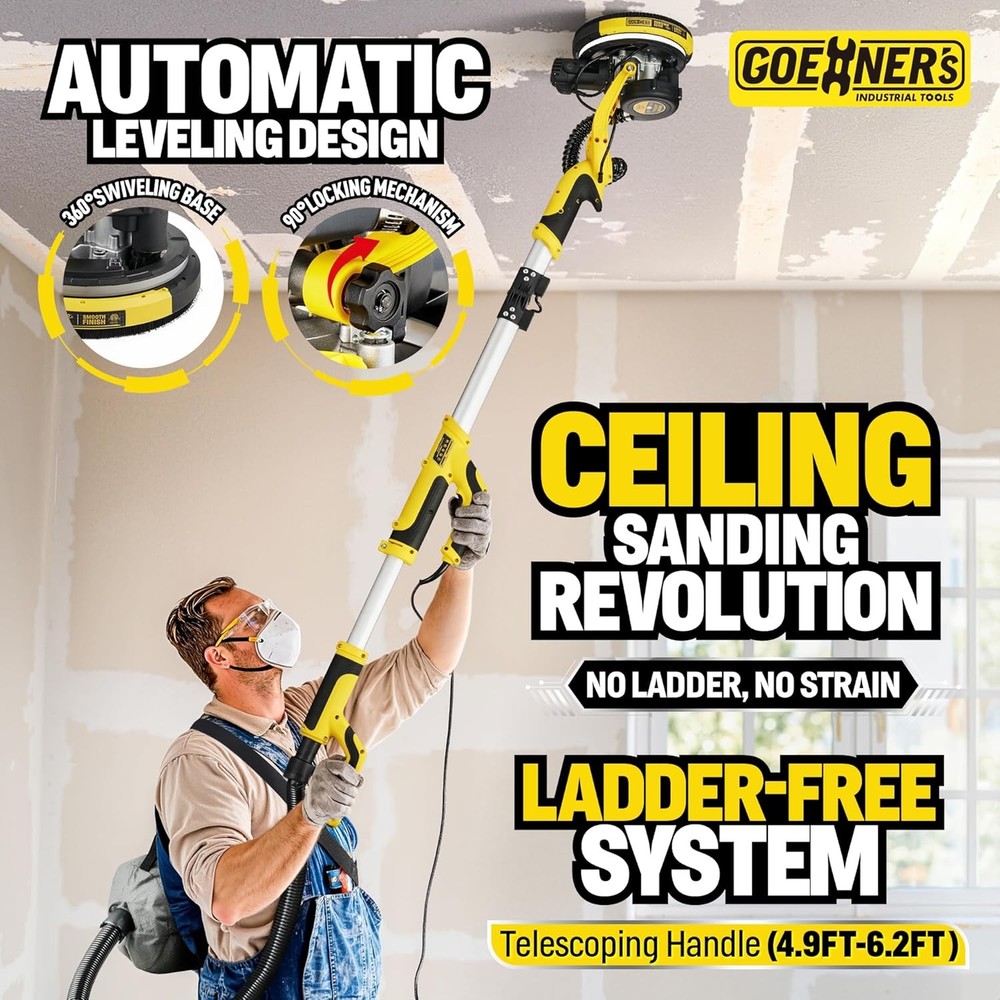 Electric Drywall Sander with Dust Collection 7 Speed