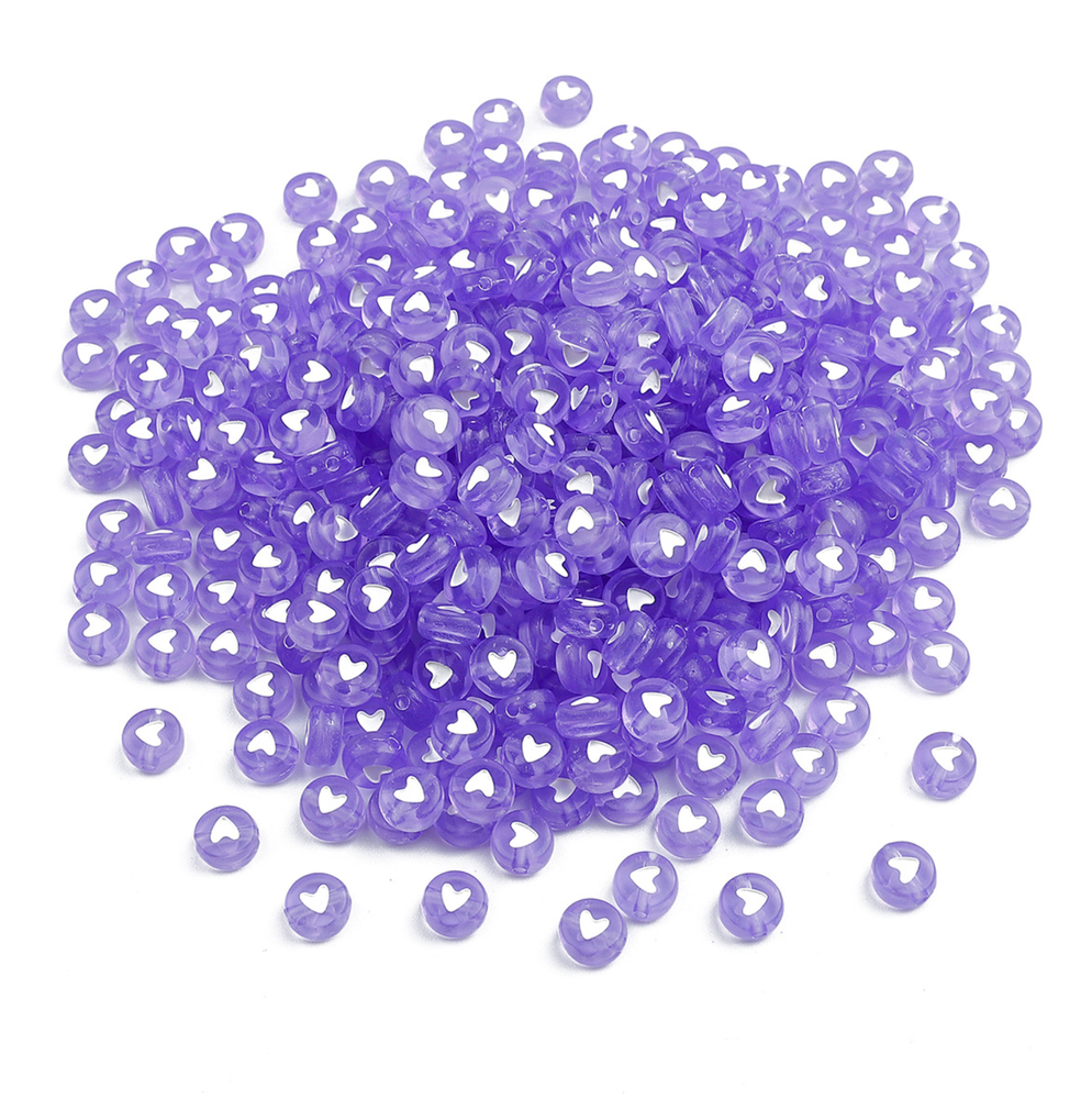 7MM Translucent Heart Acrylic Flat Round Beads