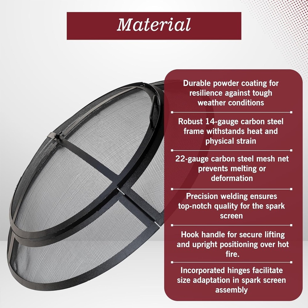 30" Spark Screen For Fire Pit - Fire Pit Screen Cover , Round Fire Pit Insert