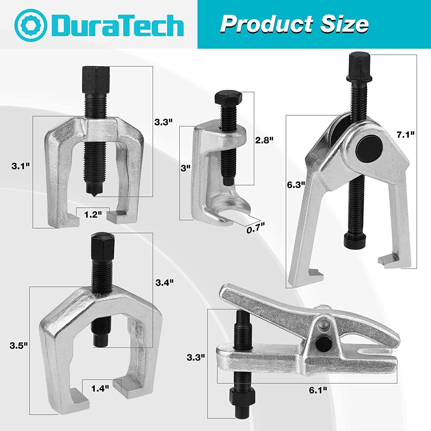 DURATECH Ball Joint Separator Pitman Arm Puller Tie Rod End 5PCS Tool Set w/Case