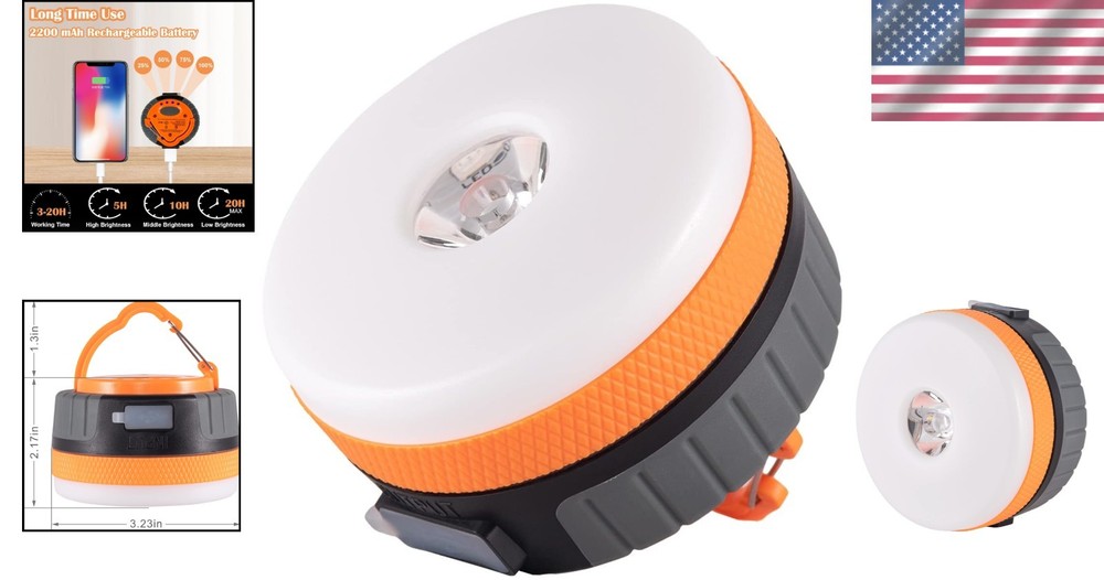 Rechargeable LED Camping Lantern with Magnet Base - 2200mAh, Waterproof