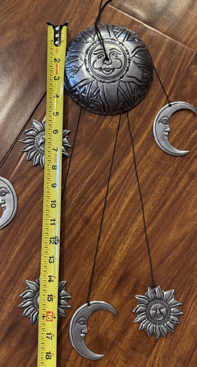 Pewter Metal Wind Chimes Celestial Sun&Moon 2000s Pier 1 Imports