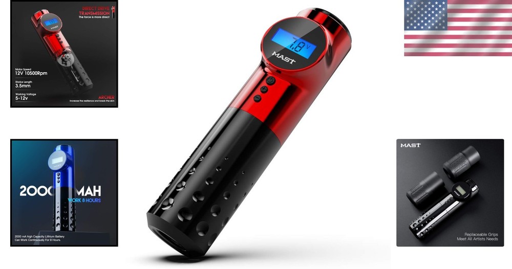 Mast Archer Wireless Tattoo Pen - LCD Voltage Screen