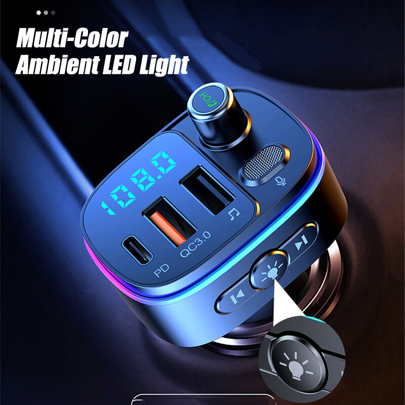 Bluetooth V5.0 FM Car Transmitter 3.0 Quick Charger Adapter Radio Fast Charging