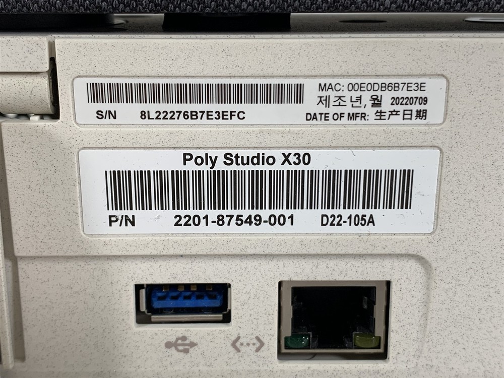 Poly X30 Conferencing Control Bar 2201-87549-001 w/ Bracket & TC8 Touch Panel