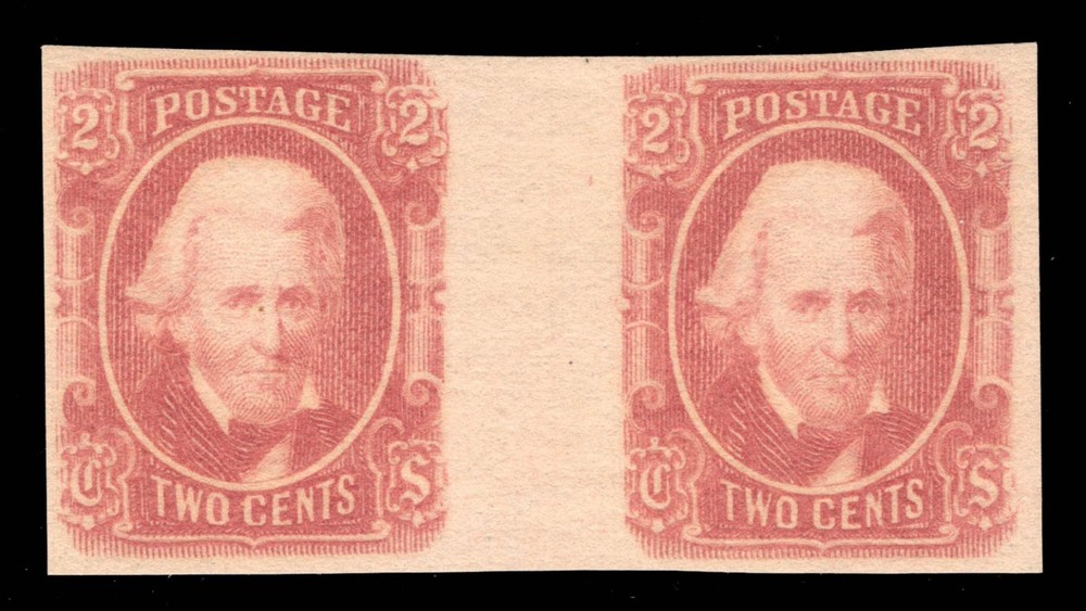 MOMEN: US STAMPS CSA #8 VERTICAL GUTTER PAIR MINT OG NH LOT #95642*