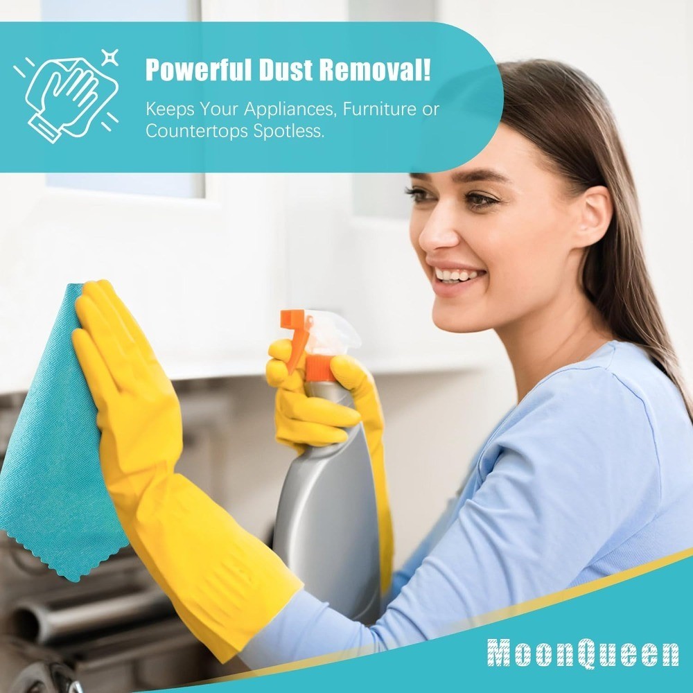 Reusable Microfiber Cleaning Cloths 12 Pack Fast Drying Multi Purpose Towels for