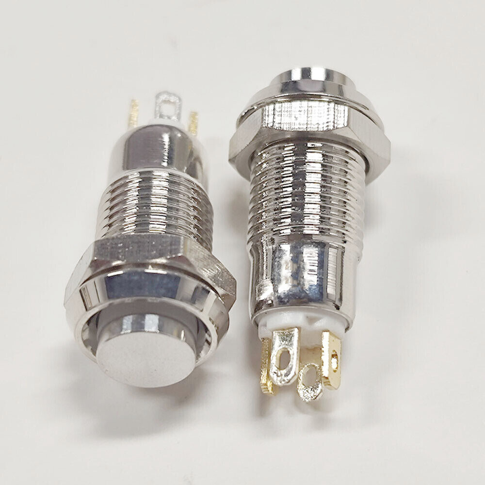 2PC 8mm White Metal Push Button Switch 4Pin LED Latching Self Locking Waterproof