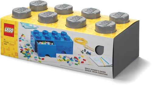 LEGO Stackable Storage Brick with 2 Drawers and 8 Knobs, Dark Grey [New Toy] G