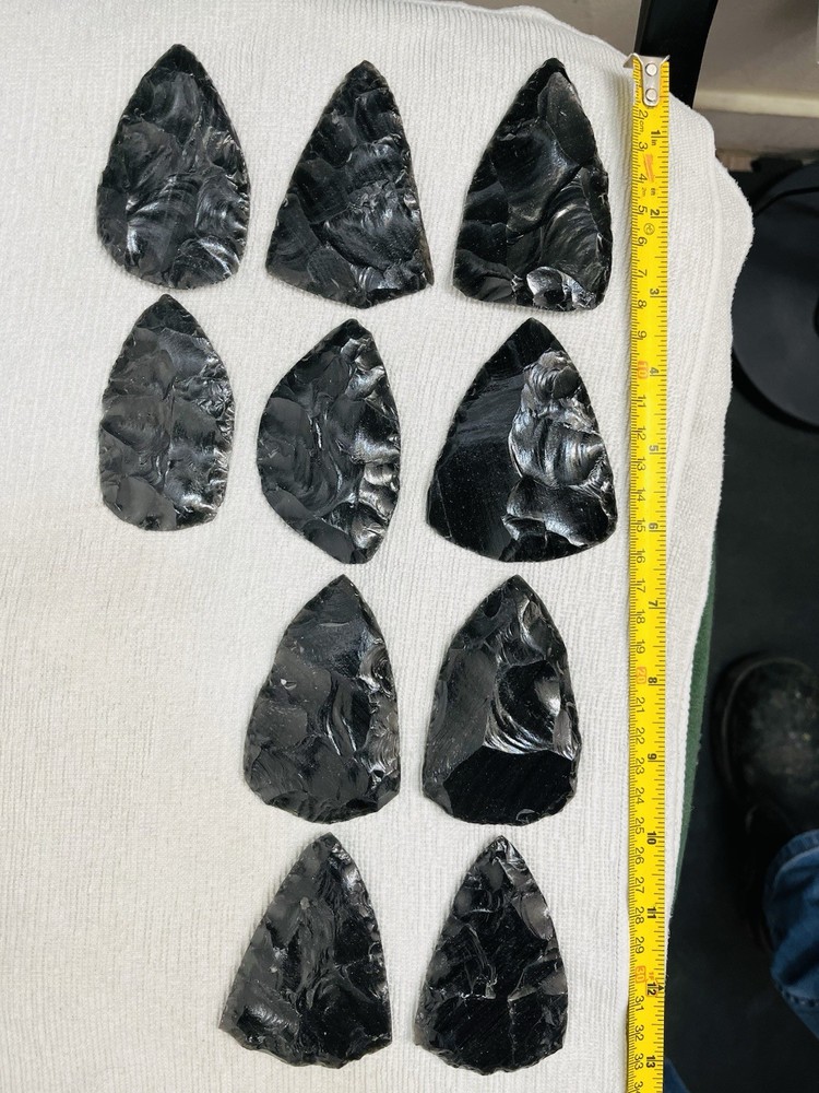 32” 10pc Flintknapping Percussion Preform Material. Utah Black Obsidian.