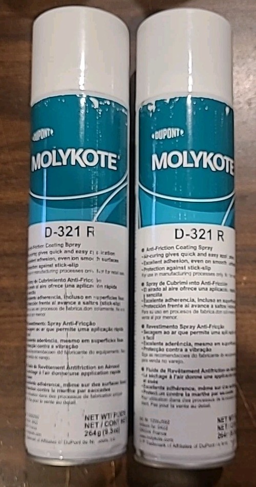 Dupont Molykote D-321 R  Anti-Friction Coating Spray 9.3oz Each Can D321R 2 Cans