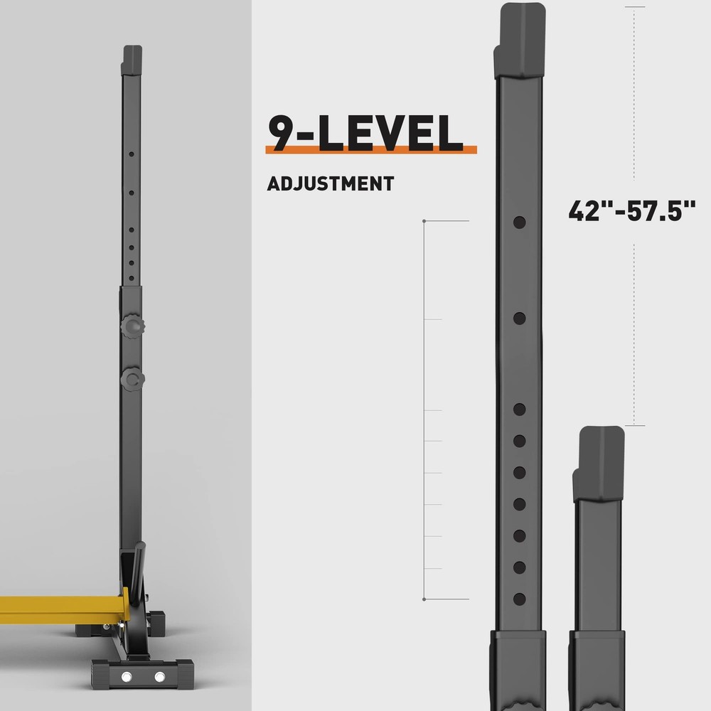 Elevens Squat Rack Stand Adjustable Bench Press Rack Barbell Rack Stand Multi-Fu