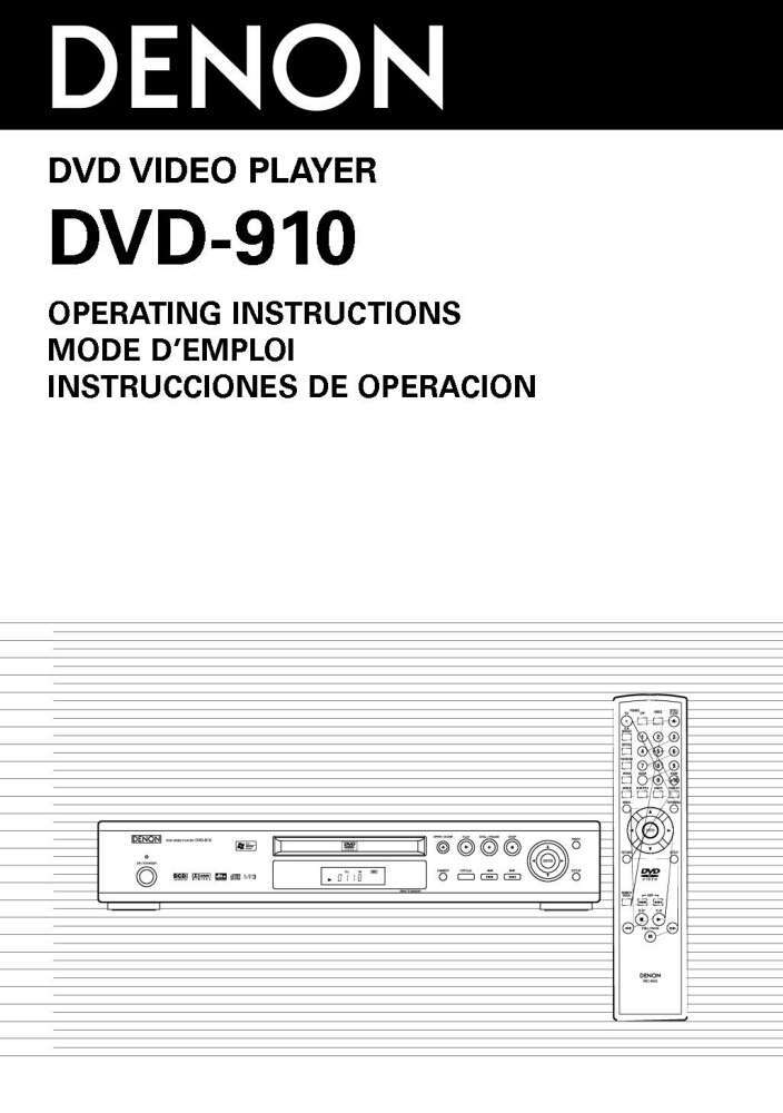 Denon DVD-910 DVD Player Owners Manual