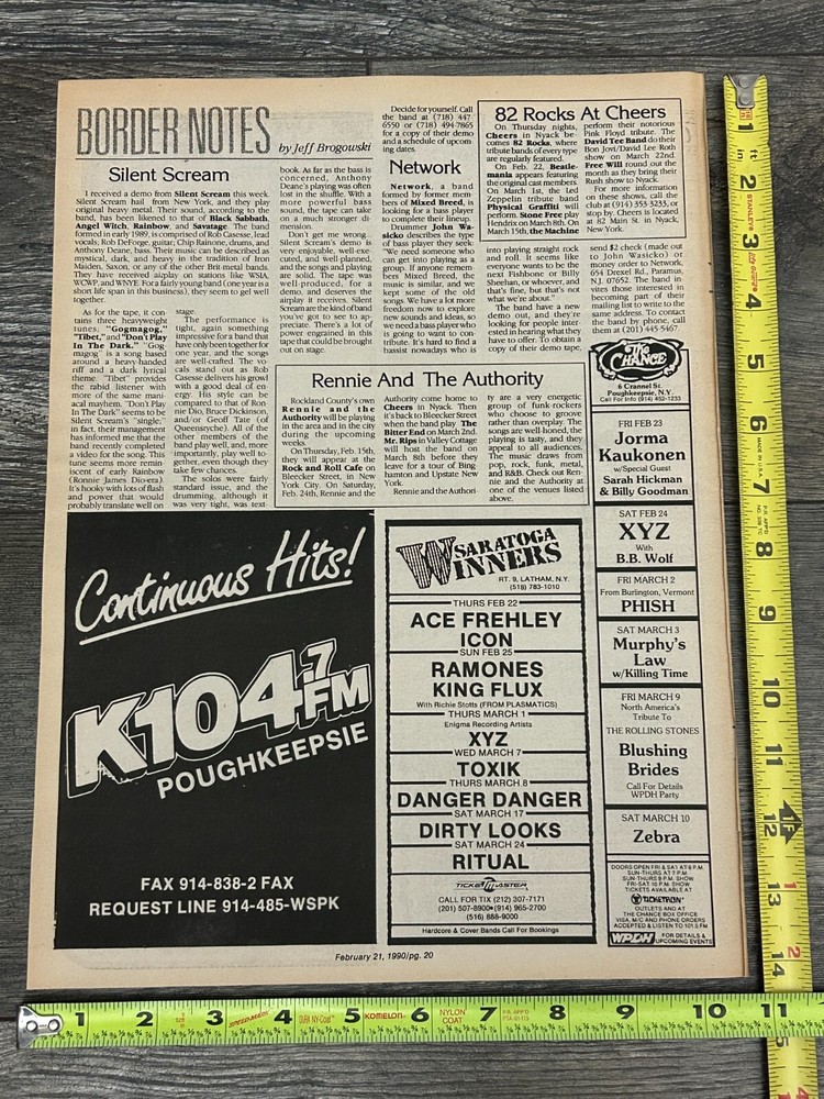 ACE FREHLEY Concert Ad Advert NY Vintage Kiss B PHISH Concert Ad Chance NY 1990