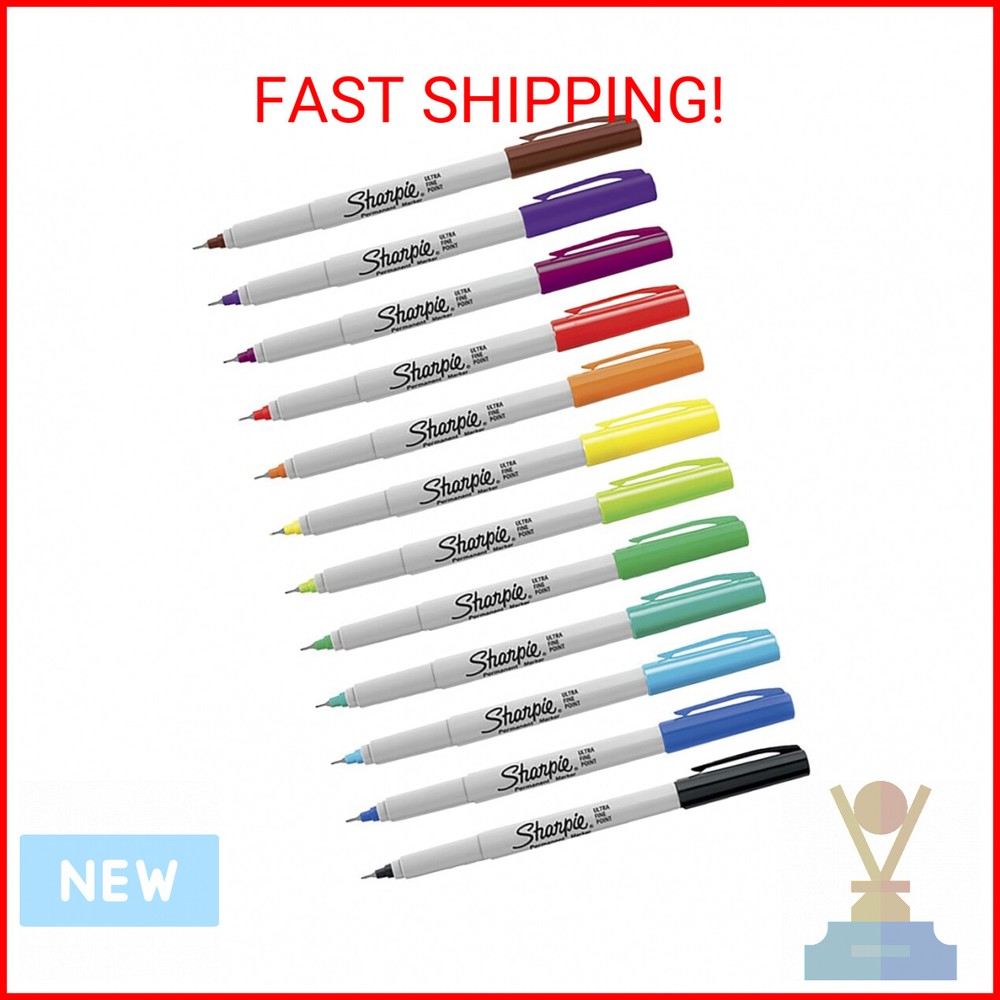 SHARPIE Permanent Markers, Ultra Fine Point, Assorted Colors, 12 Count