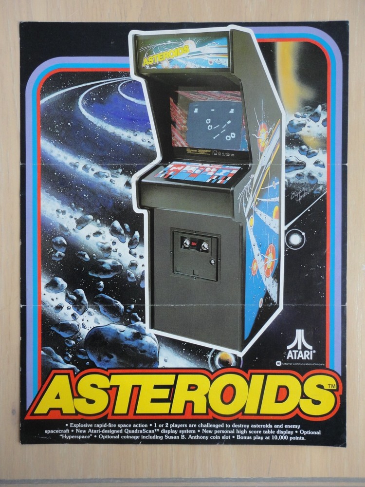 Asteroids Video Arcade Machine Flyer Original Atari Upright Brochure 1979