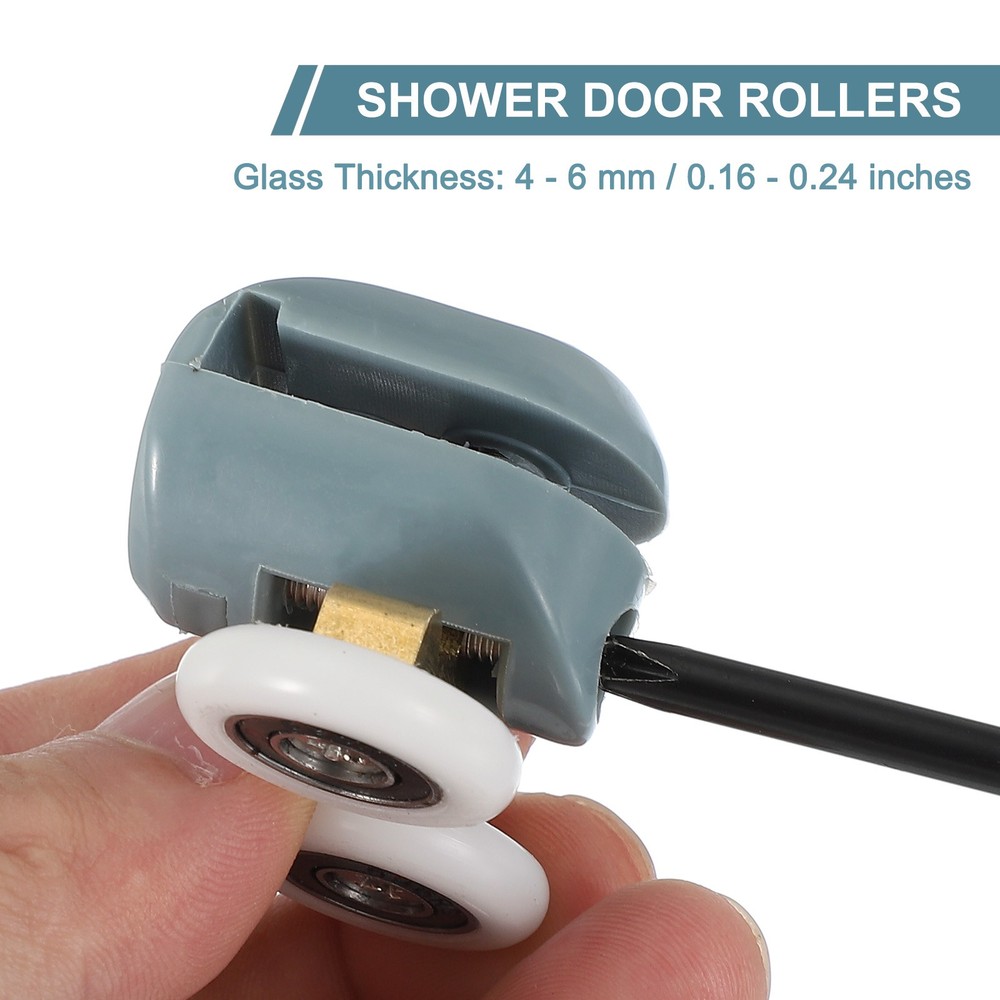 4Pcs 23mm Double Shower Door Rollers Plastic Top Wheels Pulleys Guide Grey