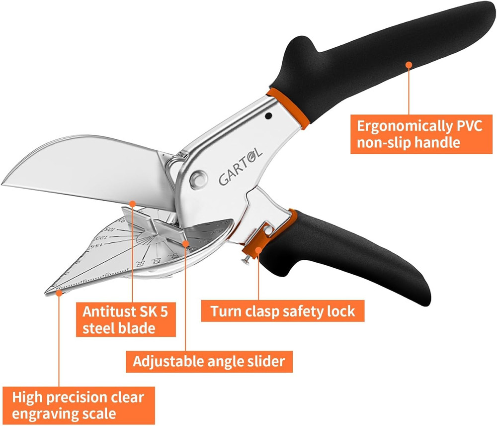 Miter Shears- Multifunctional Trunking Shears for Angular Cutting of Moulding an