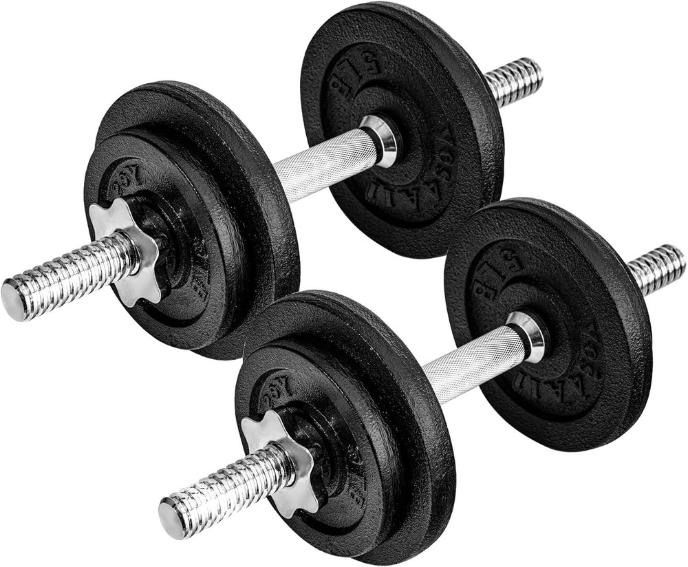 Old School Adjustable Dumbbell Set with Weight Plates