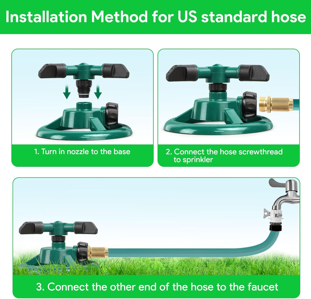 Rotating Lawn Sprinkler for Large Area Coverage