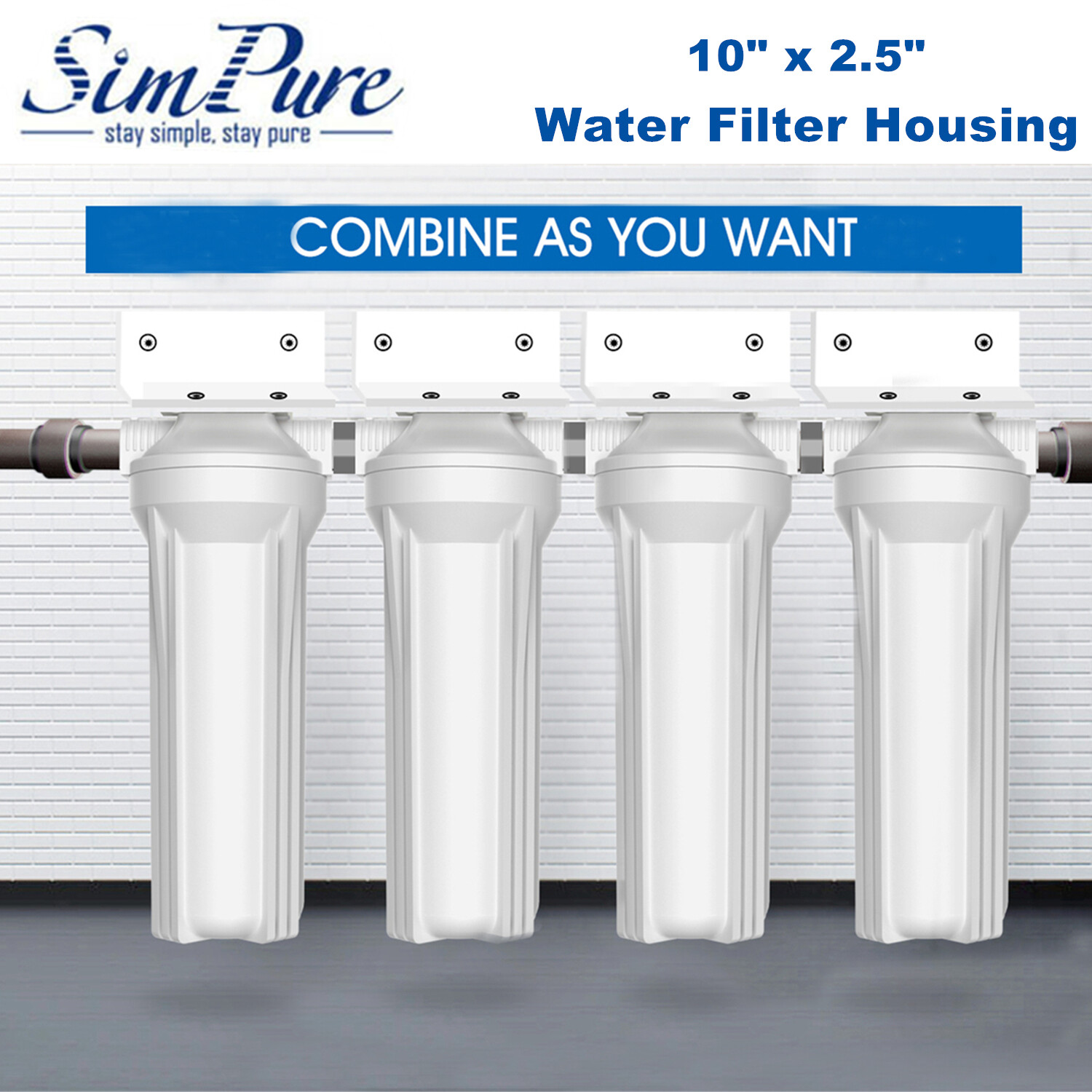 10 Inch Home Whole House Water Filter Housing System for 10" x 2.5" Water Filter