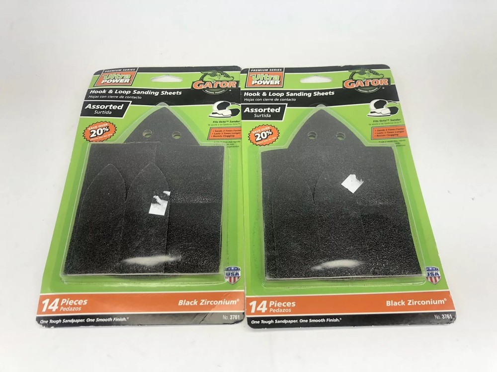 2 - 14 Pc Assorted Ultra Power Hook Loop Sanding Sheets 3761 Black Zirconium