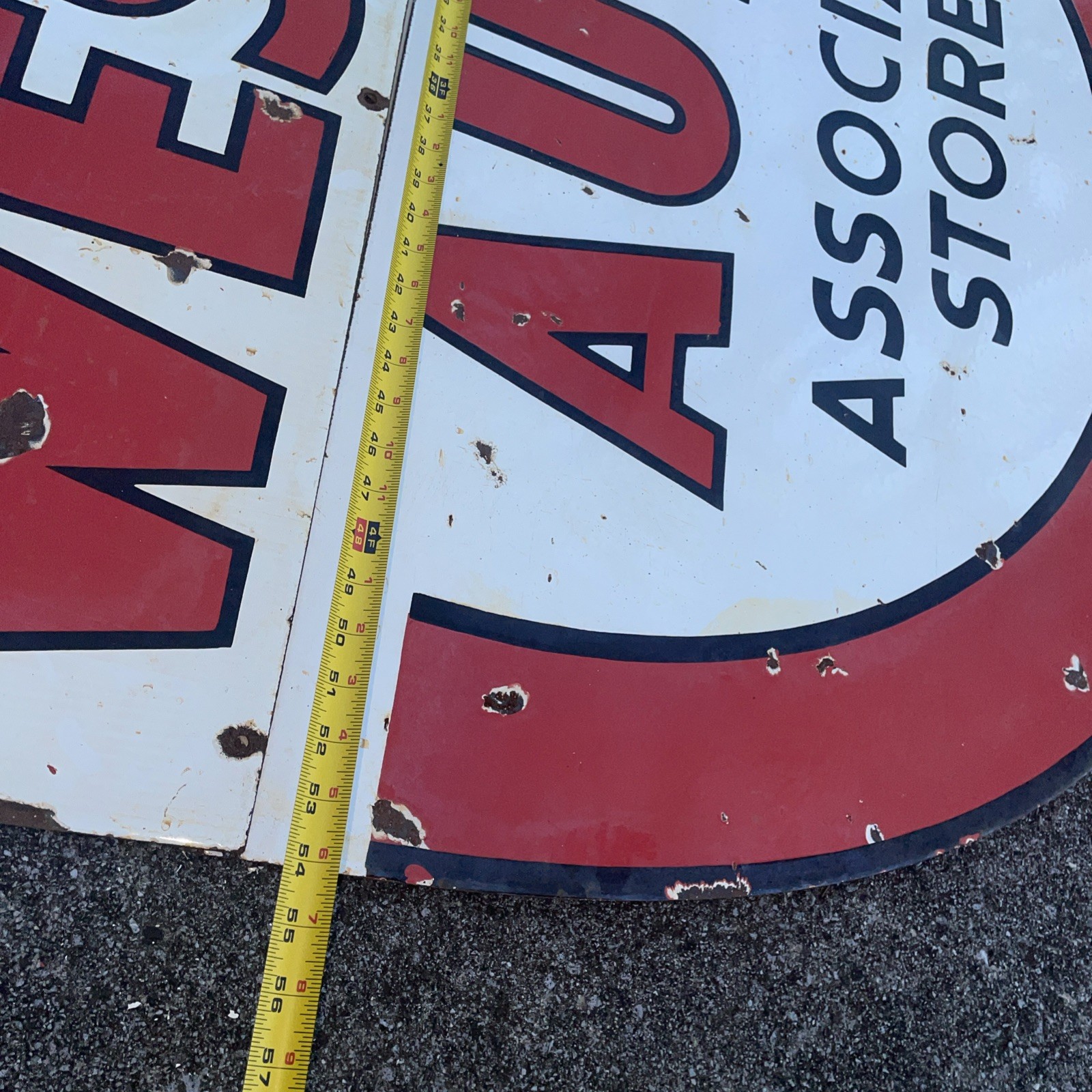 Large 76” Original 3 Piece Western Auto Porcelain Sign