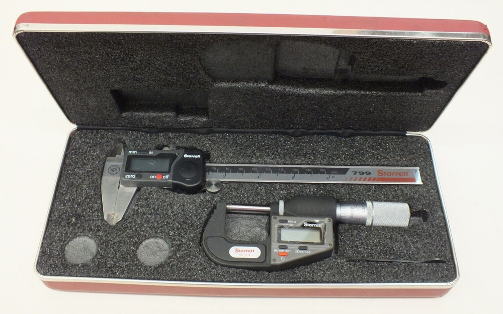 Starrett S766AZ Precision Measuring Tool Kit: 2 Pc Digital Caliper & Micrometer