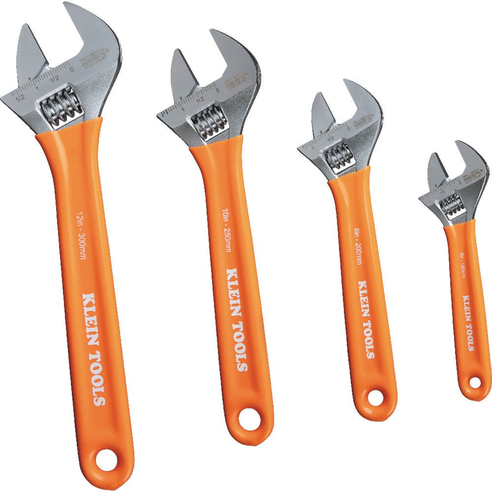 Klein Tools D5074 Extra-Capacity Adjustable Wrenches, 4 Pieces