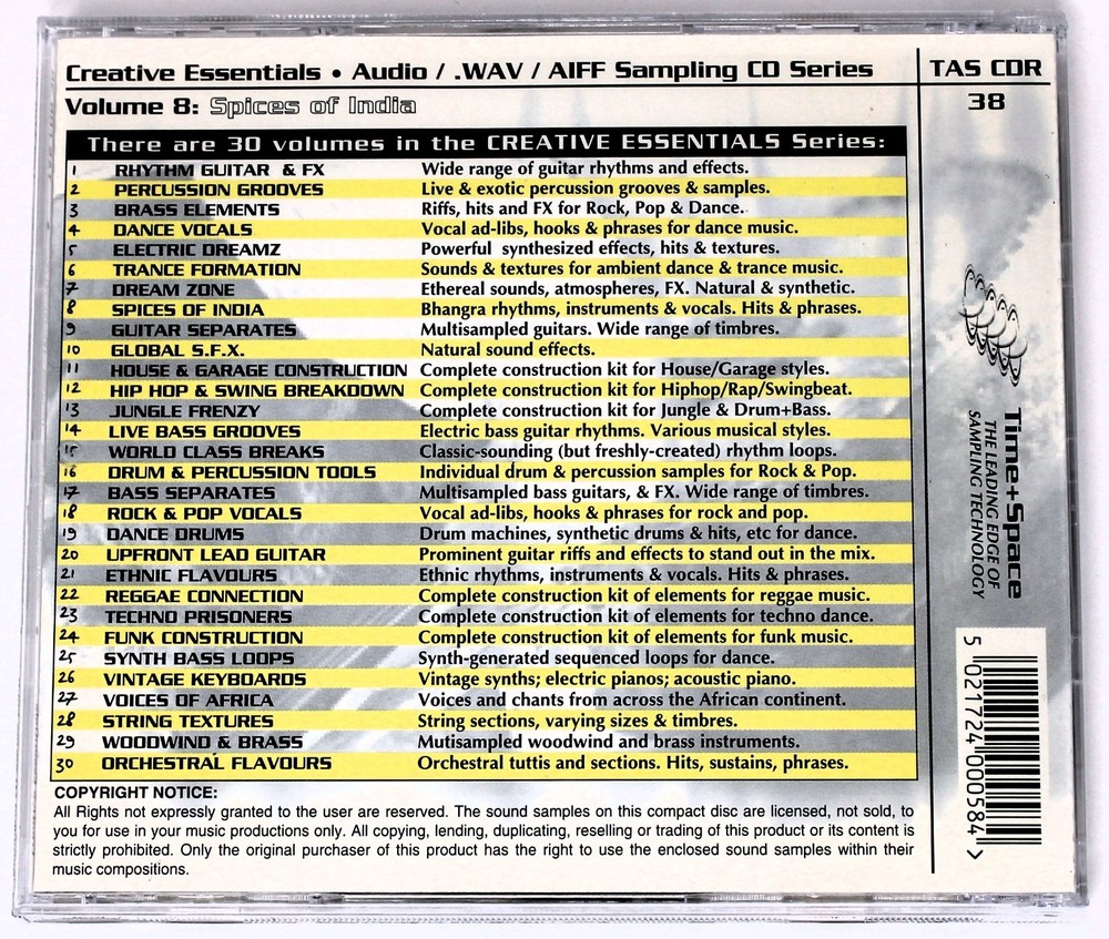 Zero-G Creative Essentials 8 Spices Of India Sample/Sound Library/Sampling CD