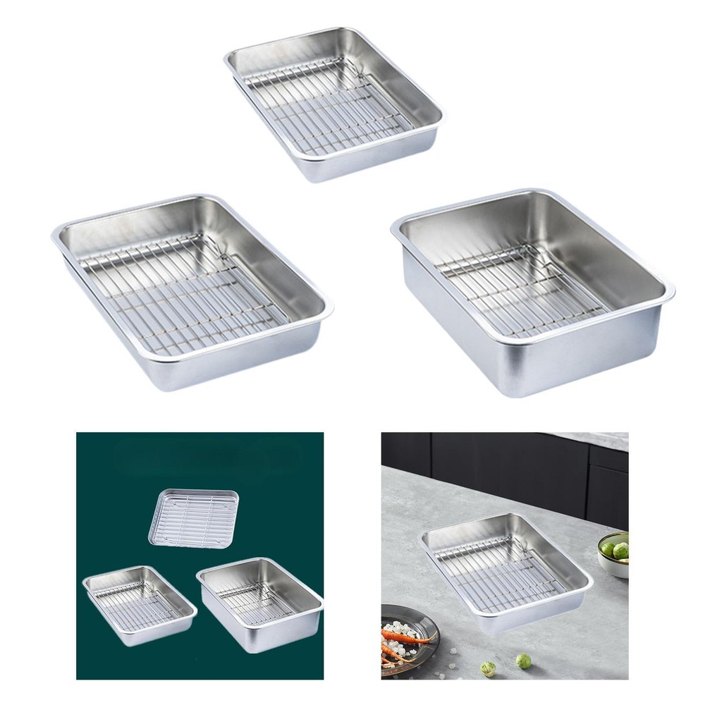 Baking Sheet with Rack Oil Strainer Tray Rectangular Oven Tray and Cooling