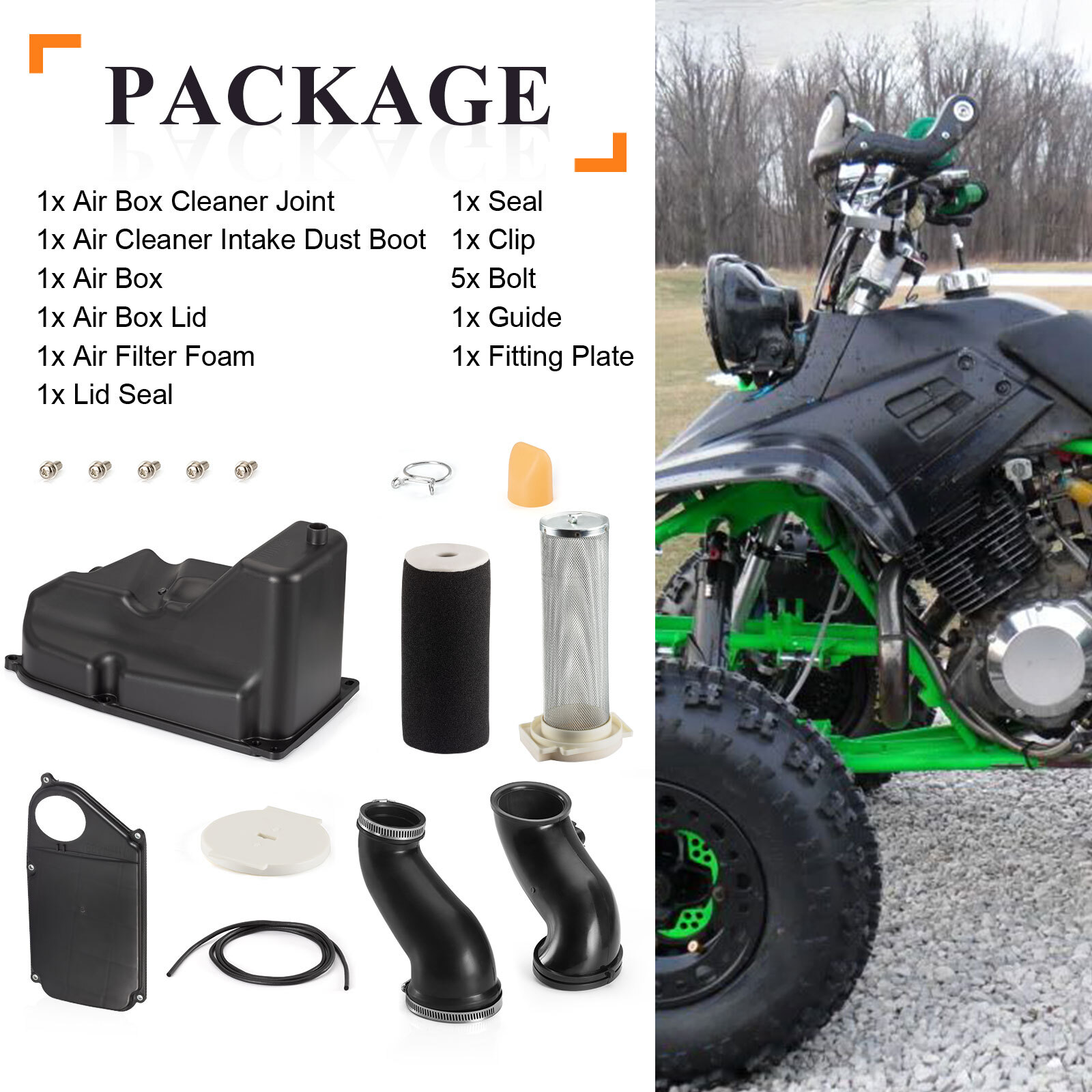 Air Filter Complete kit Guide & Air Filter Box for Yamaha Warrior 350 YFM350X