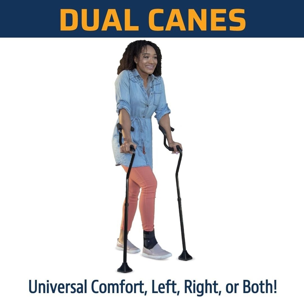 StrongArm Comfort Walking Cane w/ Self Standing Base Lightweight + Adjustable