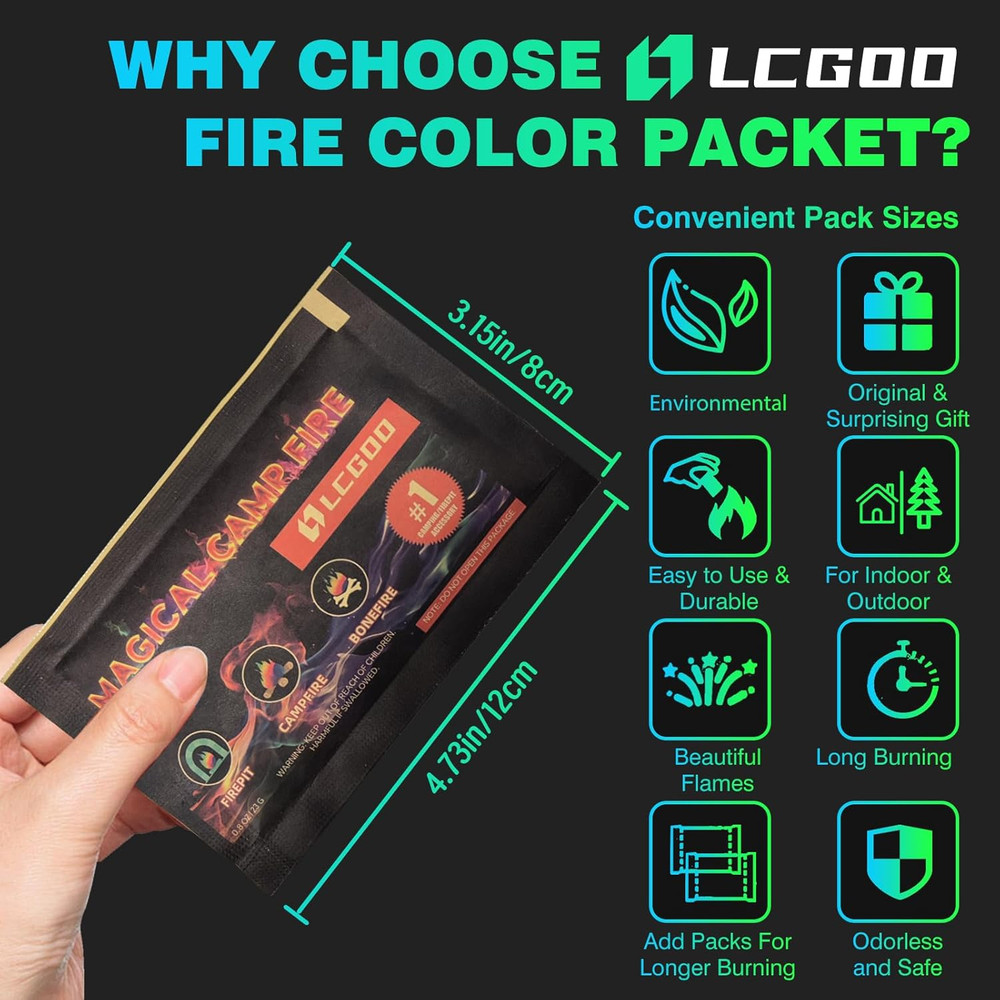 Color Changing Fire Packets for Campfires, Bonfires, and Fire Pits - 10 Pack