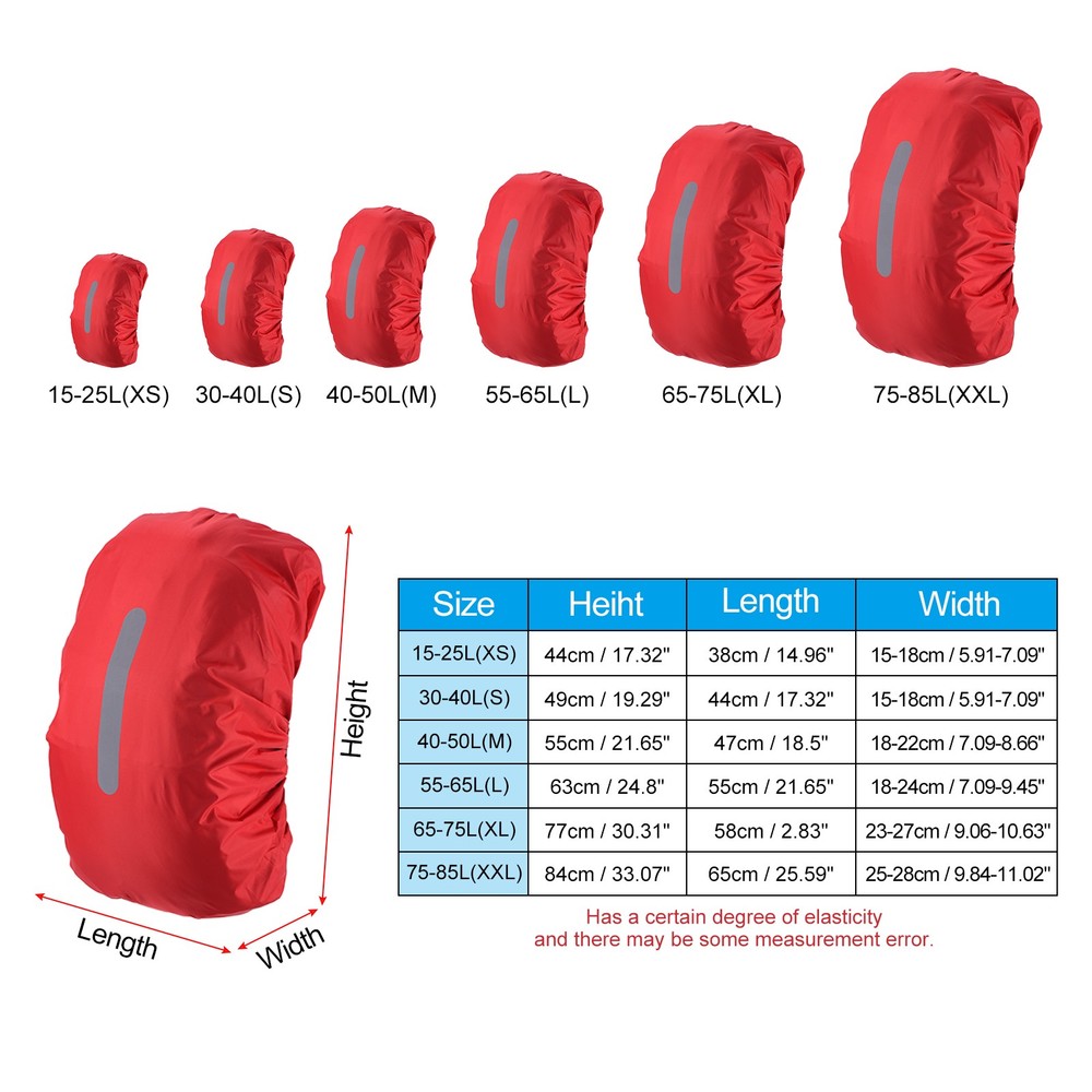 55-65L Waterproof Backpack Rain Cover with Vertical Strap L Red