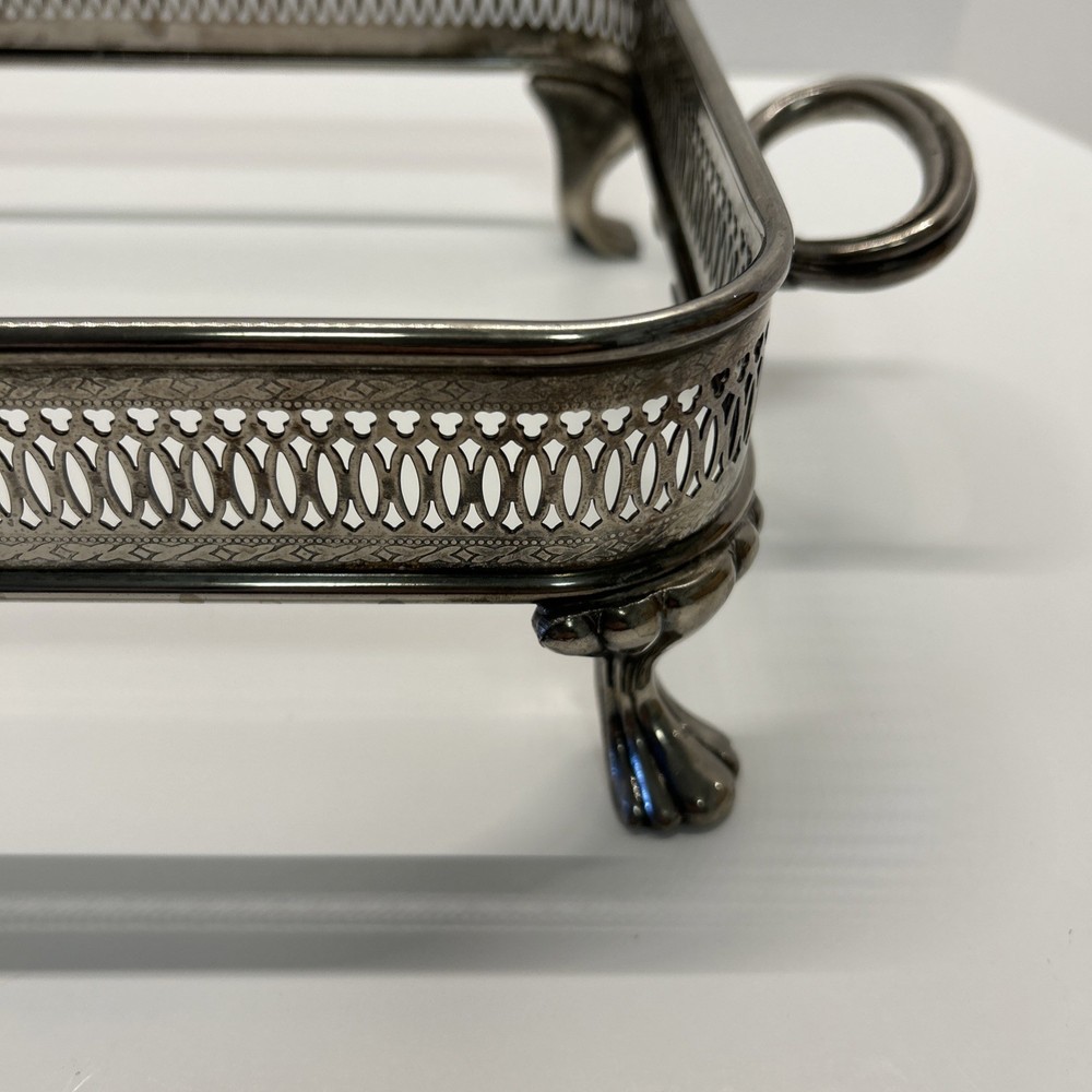 Silverplate Casserole Dish/Book Holder Reticulated Footed Vintage