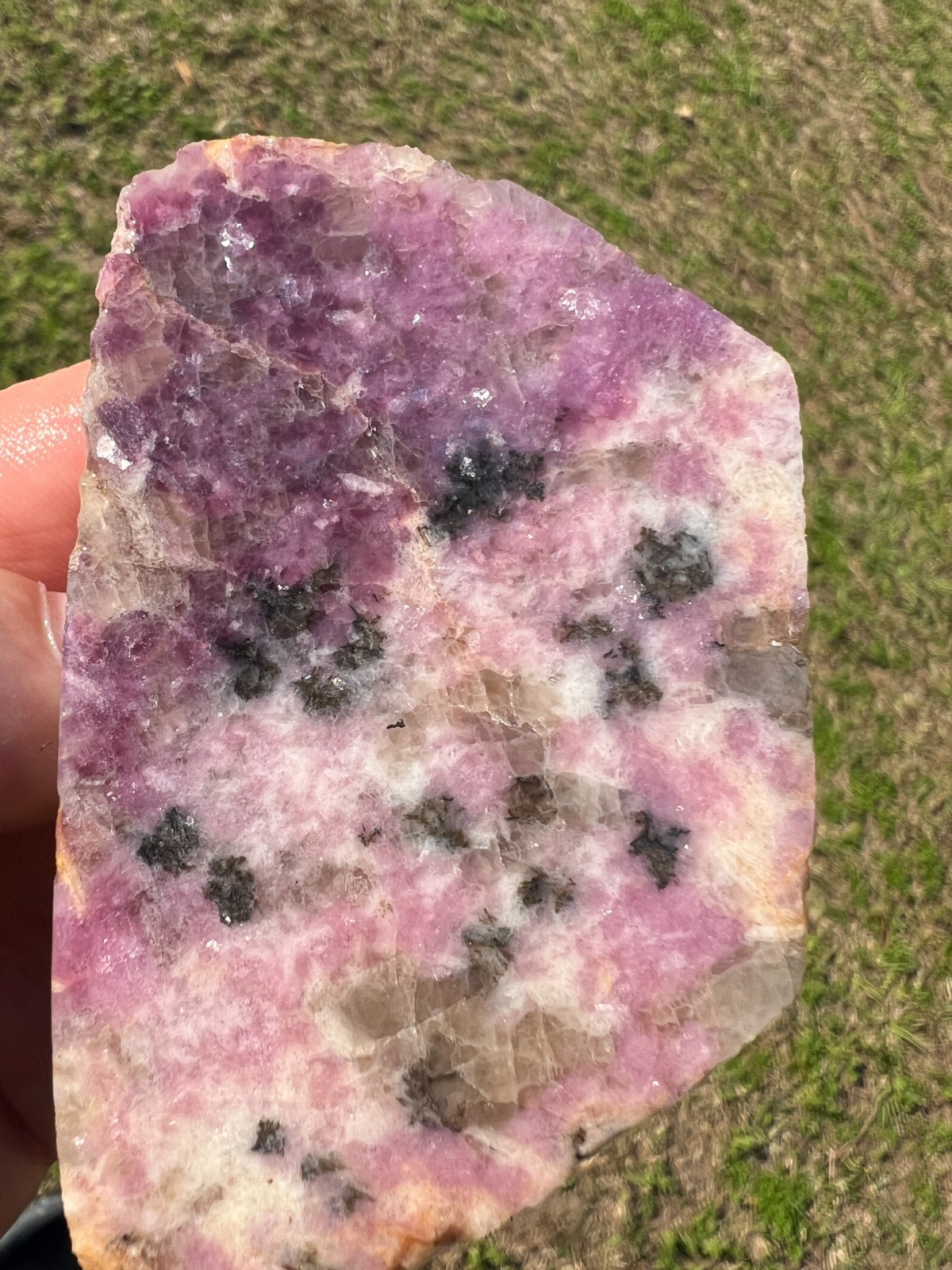 Lepodolite And Quartz Slab - Ready for cabbing, or collecting - 60g