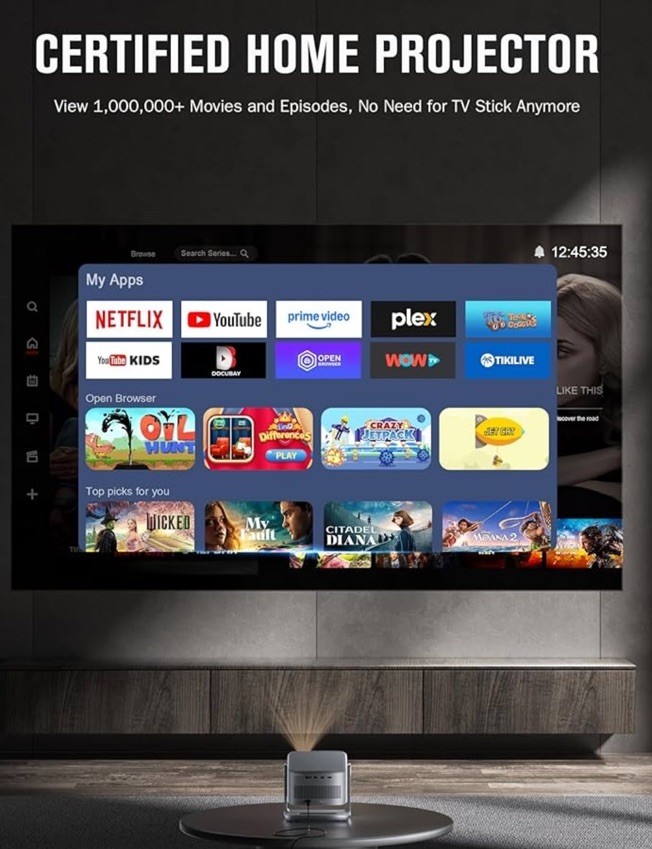 4K Projector with WiFi and Bluetooth