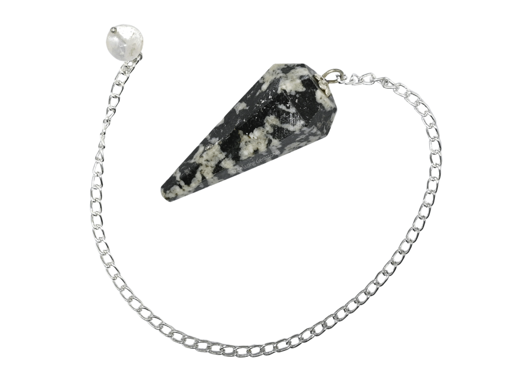 Black & White Tourmaline Dowsing Crystal Pendulum