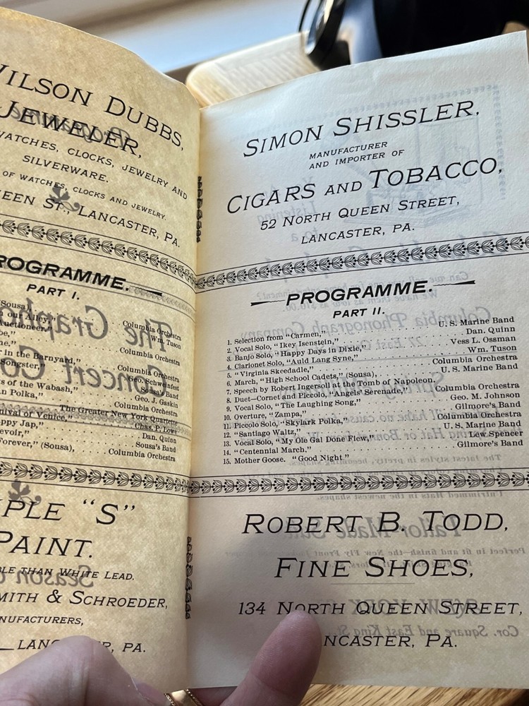The Graphophone Concert Company 1898 Program