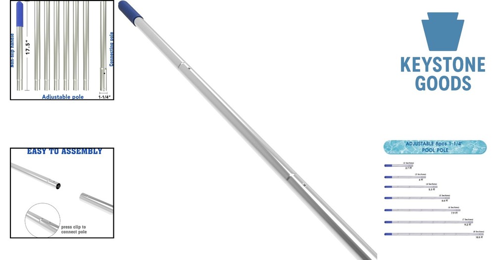 10.5ft Aluminum Telescopic Pool Pole with Adjustable Sections