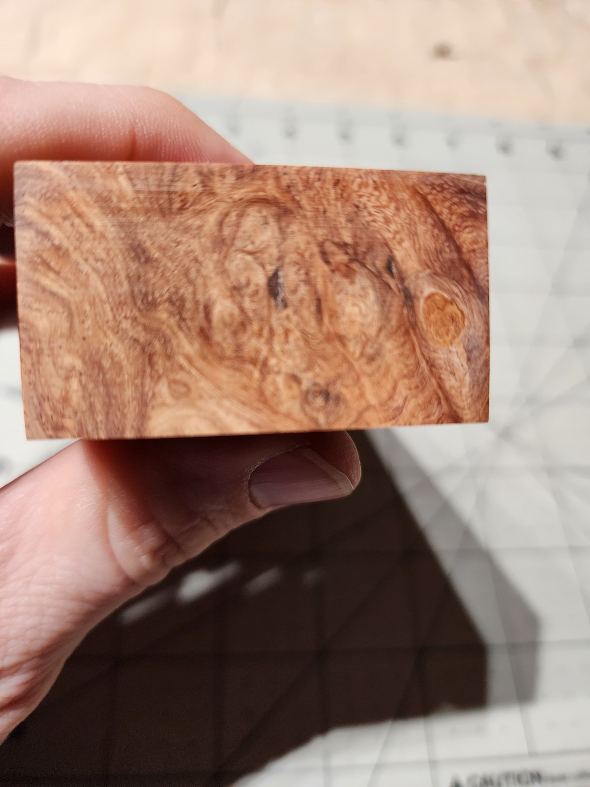 Stabilized Afzelia Burl Knife Blank Block, 5 X 2 X 1"