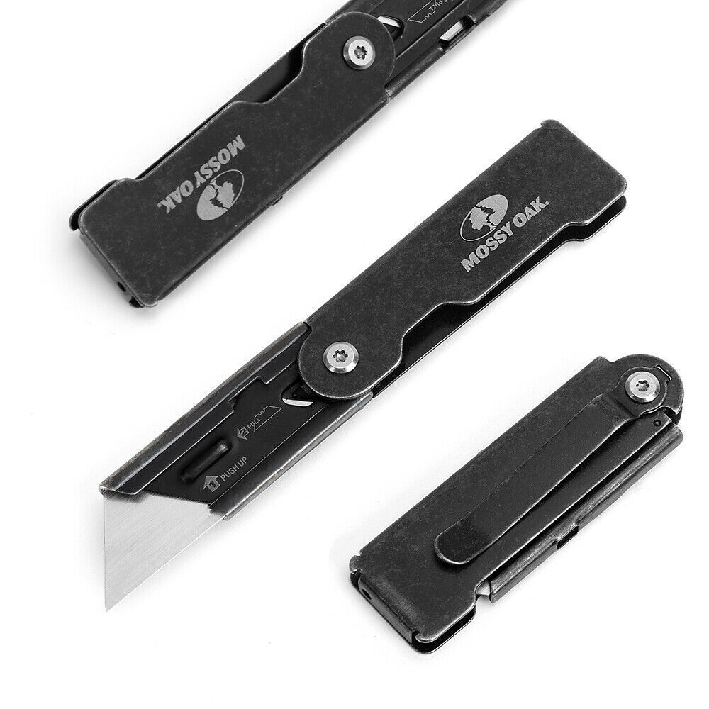 MOSSY OAK 2PC Folding Utility Knife Compact Pocket Knife Quick Change NEW Blade