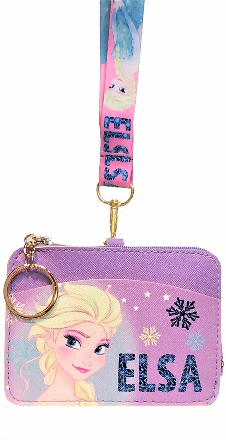 Frozen Elsa Change Coin Purse Card Holder Case Pouch Wallet Bag Lanyard Keychain